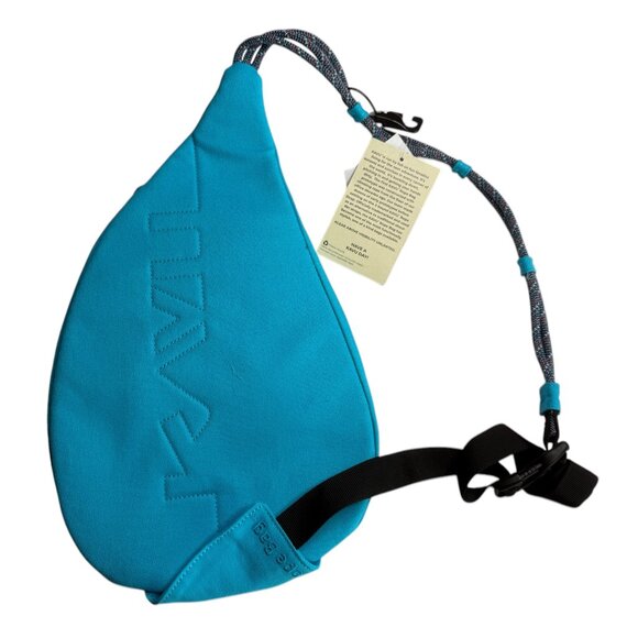 KAVU New NWT Sling Pack Backpack Turquoise Blue.  Rope Handles.  Mini Rope Bag. main image 11